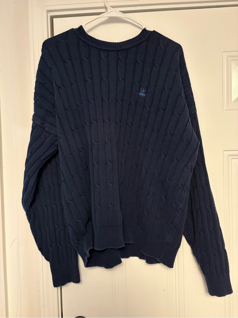 IZOD Vintage 90s Black Chunky Ribbed Cotton Crewneck Sweater